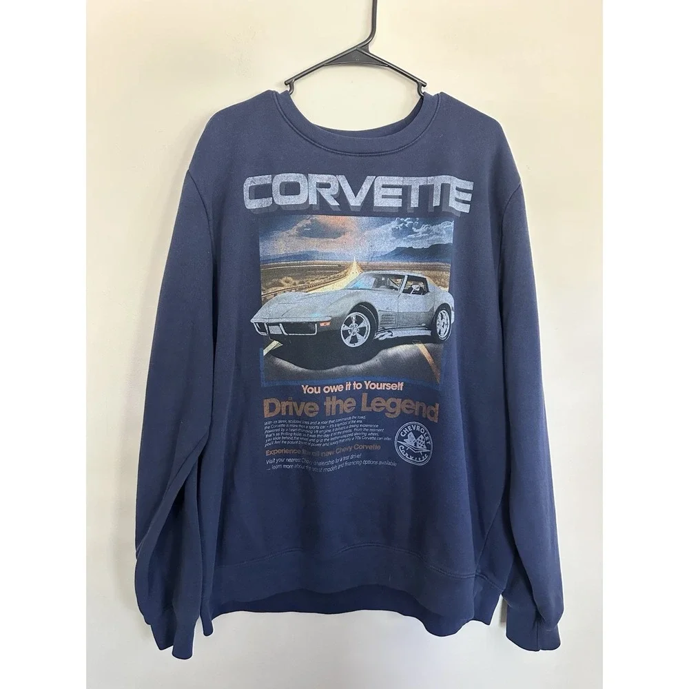 Chevrolet Corvette Crewneck Sweatshirt Men's XL Racing Long Sleeve Racing Logo - Picture 1 of 11